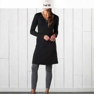 Horny Toad Finlay Long Sleeve Faux Wrap Pull Over Sweater Dress Heather Grey